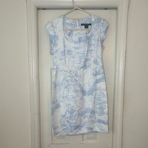 French Connection bodycon spring/summer dress in light blue and white pattern